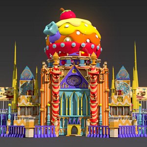 Cartoon cartoon castle park castle building model