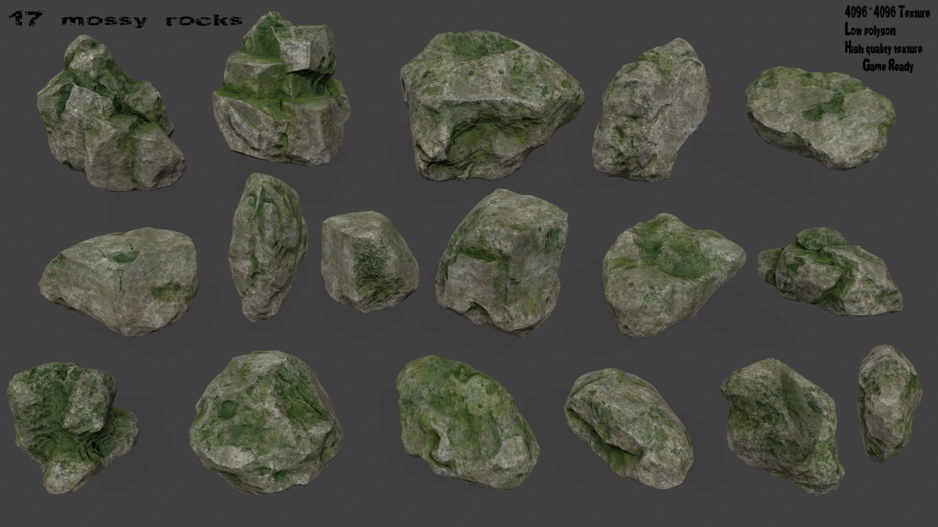 3D Moss Rock Model - TurboSquid 1282397
