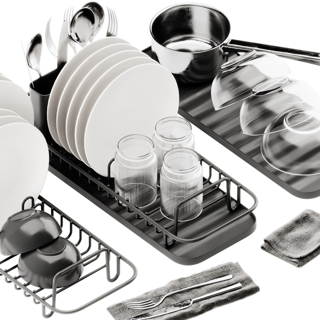 LILLHAVET Multifunctional dish rack, anthracite - Inspire Uplift