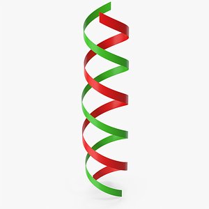 3D Curly Ribbons Red Green model