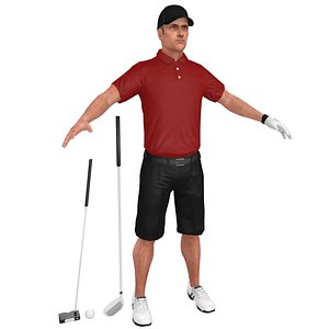 3D golfer clubs man