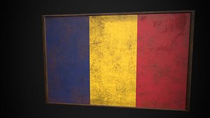 Old Picture Frame With Chad  Flag - Game Ready PBR Low-poly 2 3D