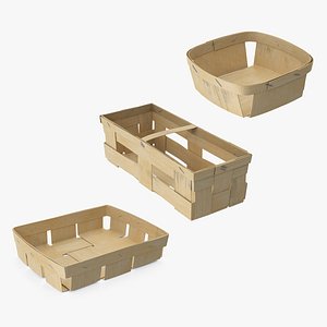Wooden Fruit Baskets Collection 3D model
