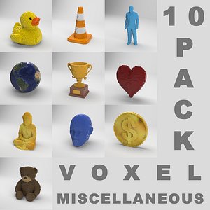 10 pack voxel miscellaneous 3D model