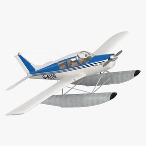 Personal Seaplane Aircraft Piper PA-28 Cherokee Rigged for Maya model