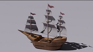 3D Wooden Boat