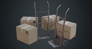 hand truck boxes 1b 3D model