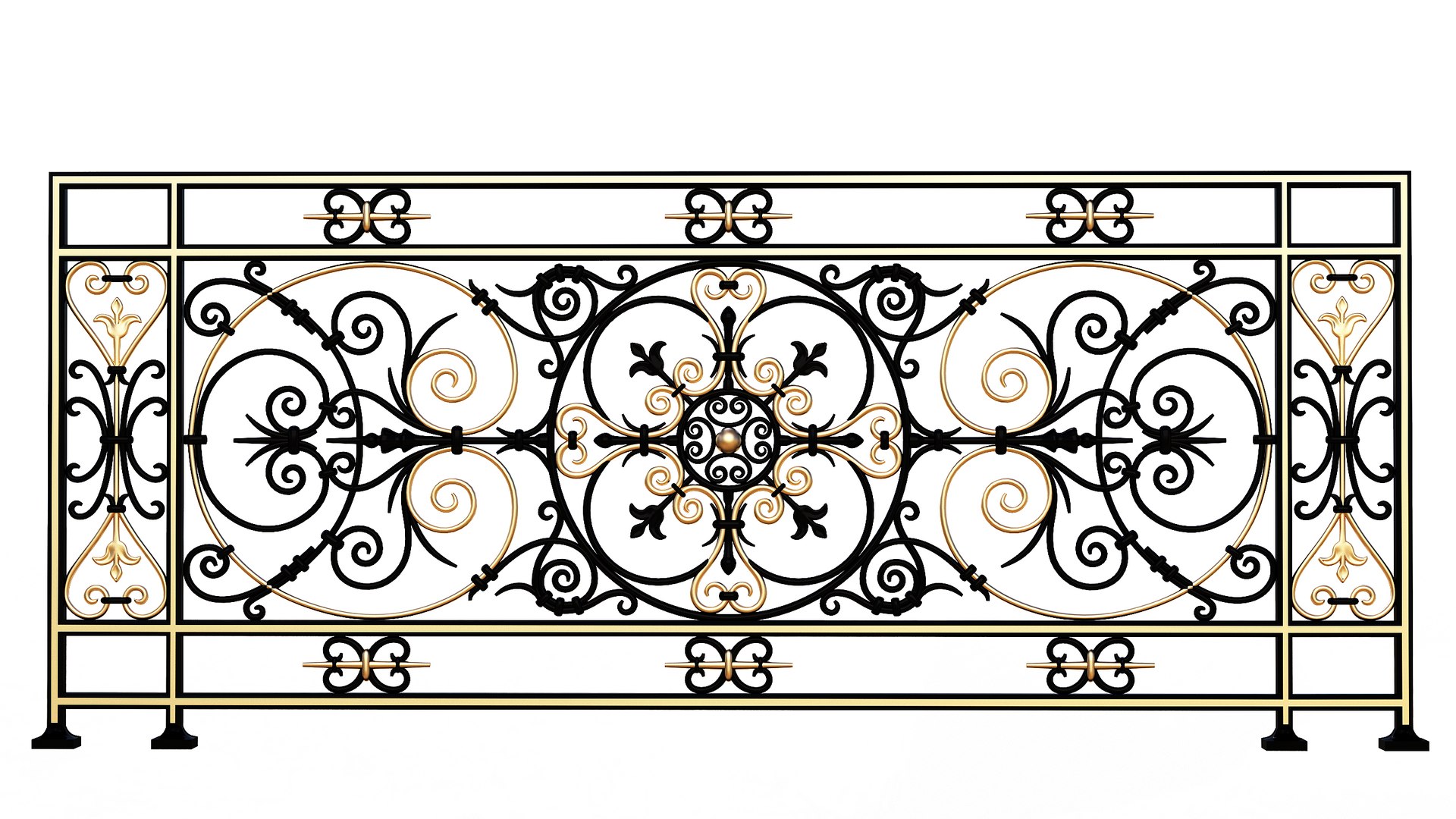 Forging Iron Forged Balcony Railing Baroque Classic 3D Model ...