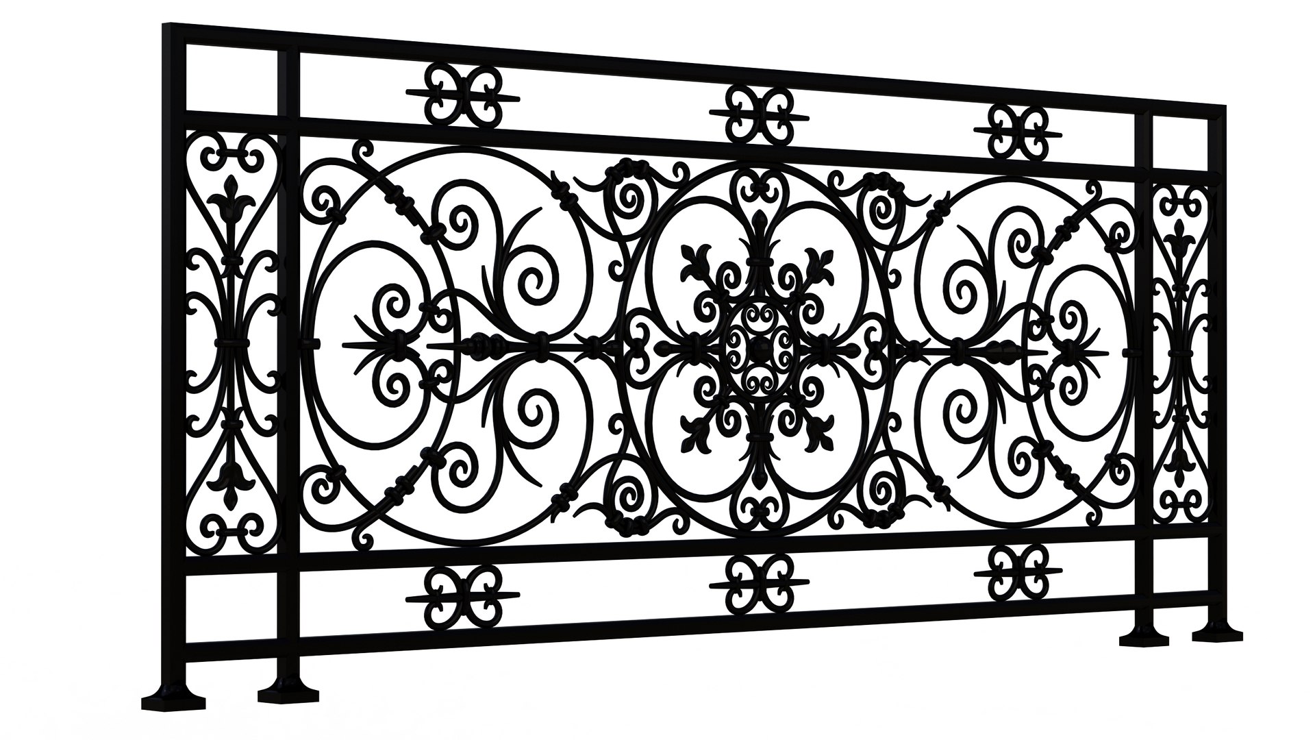 Forging Iron Forged Balcony Railing Baroque Classic 3D Model ...