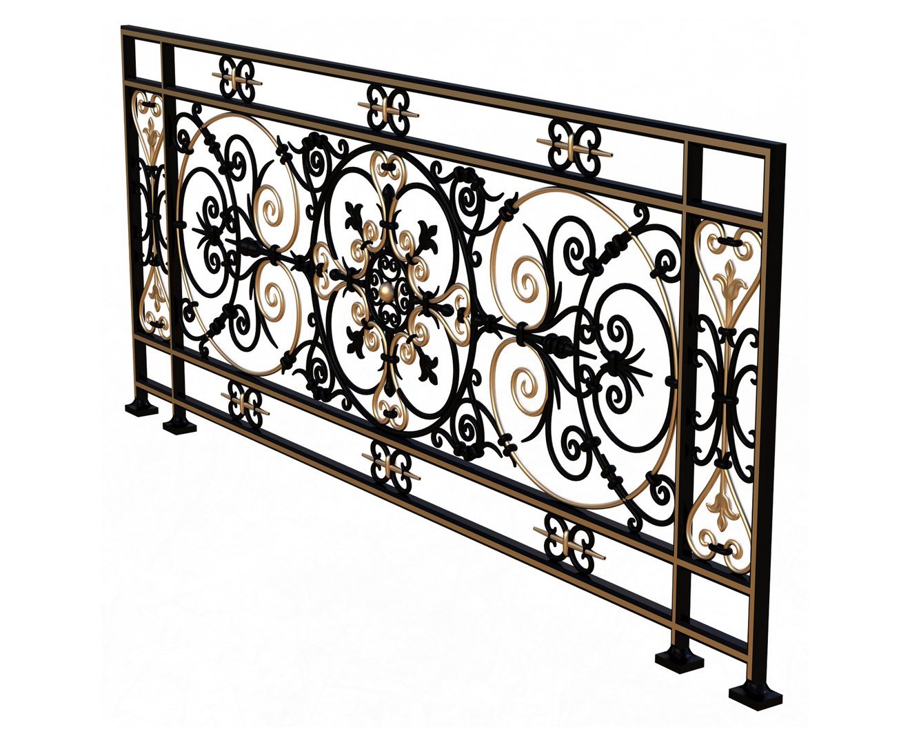 Iron Balcony Railing Baroque Classic 3D Model