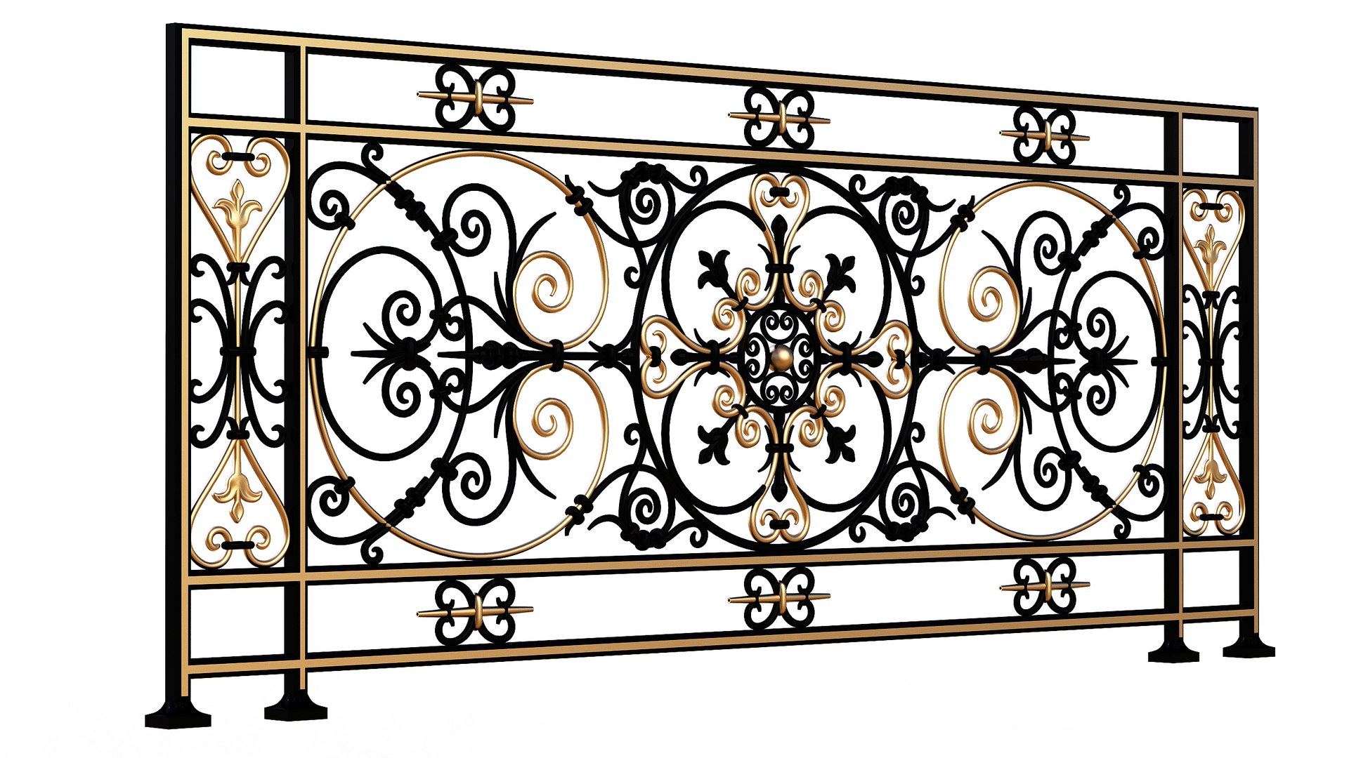 Forging Iron Forged Balcony Railing Baroque Classic 3D Model ...