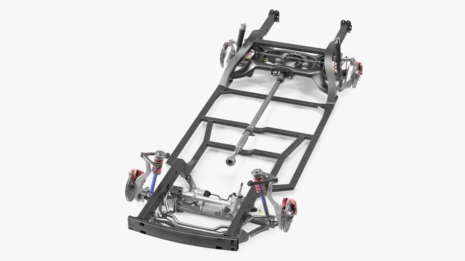 Vehicle Chassis with Independent Suspension System 3D model preview