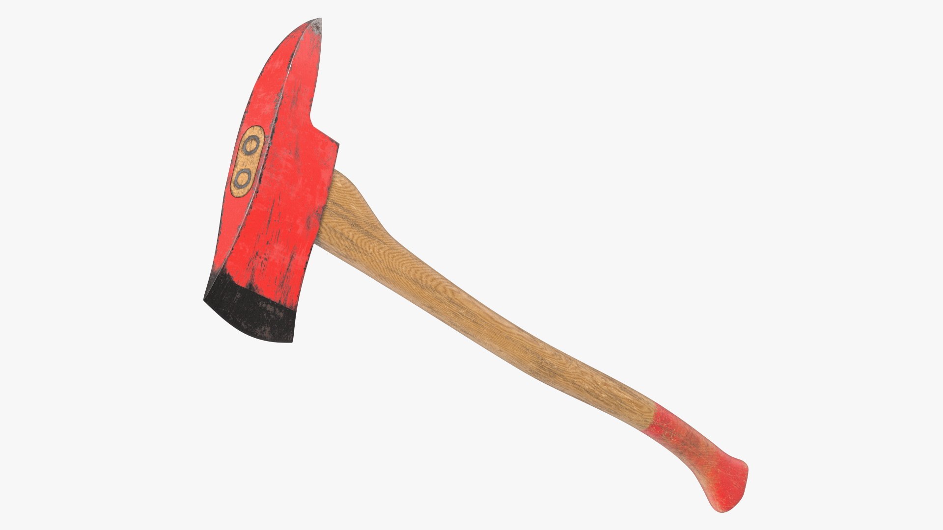 Pickhead Fire Axe with Wooden Handle Old 3D model preview