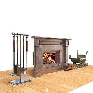 firewood fireplace 3D model