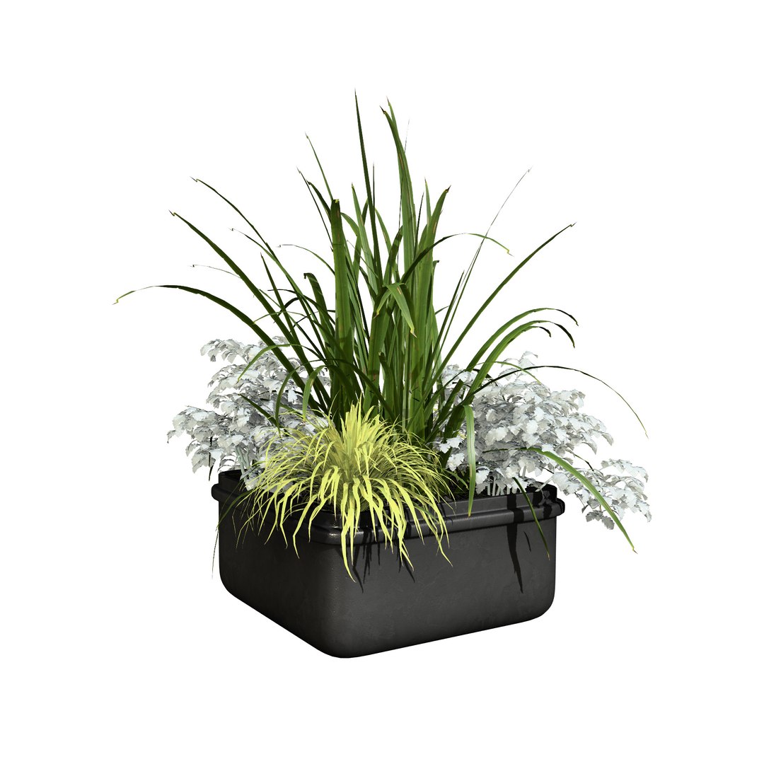 3D Outdoor Plant Pot With Realistic Flowers Model - TurboSquid 2229013
