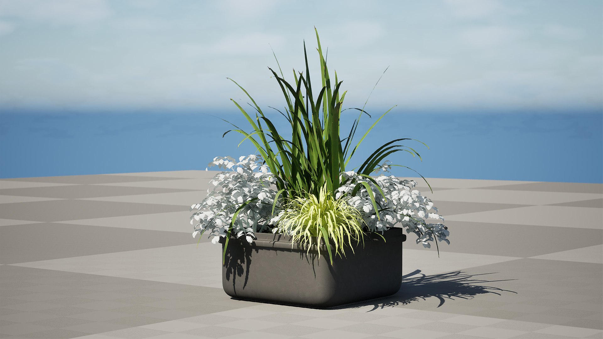 3D Outdoor Plant Pot With Realistic Flowers Model - TurboSquid 2229013