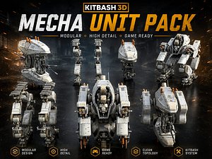 Mecha Unit Pack Modular Sci-Fi Combat Robot 3D model