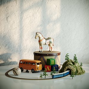 Vintage toys set collection 3D model