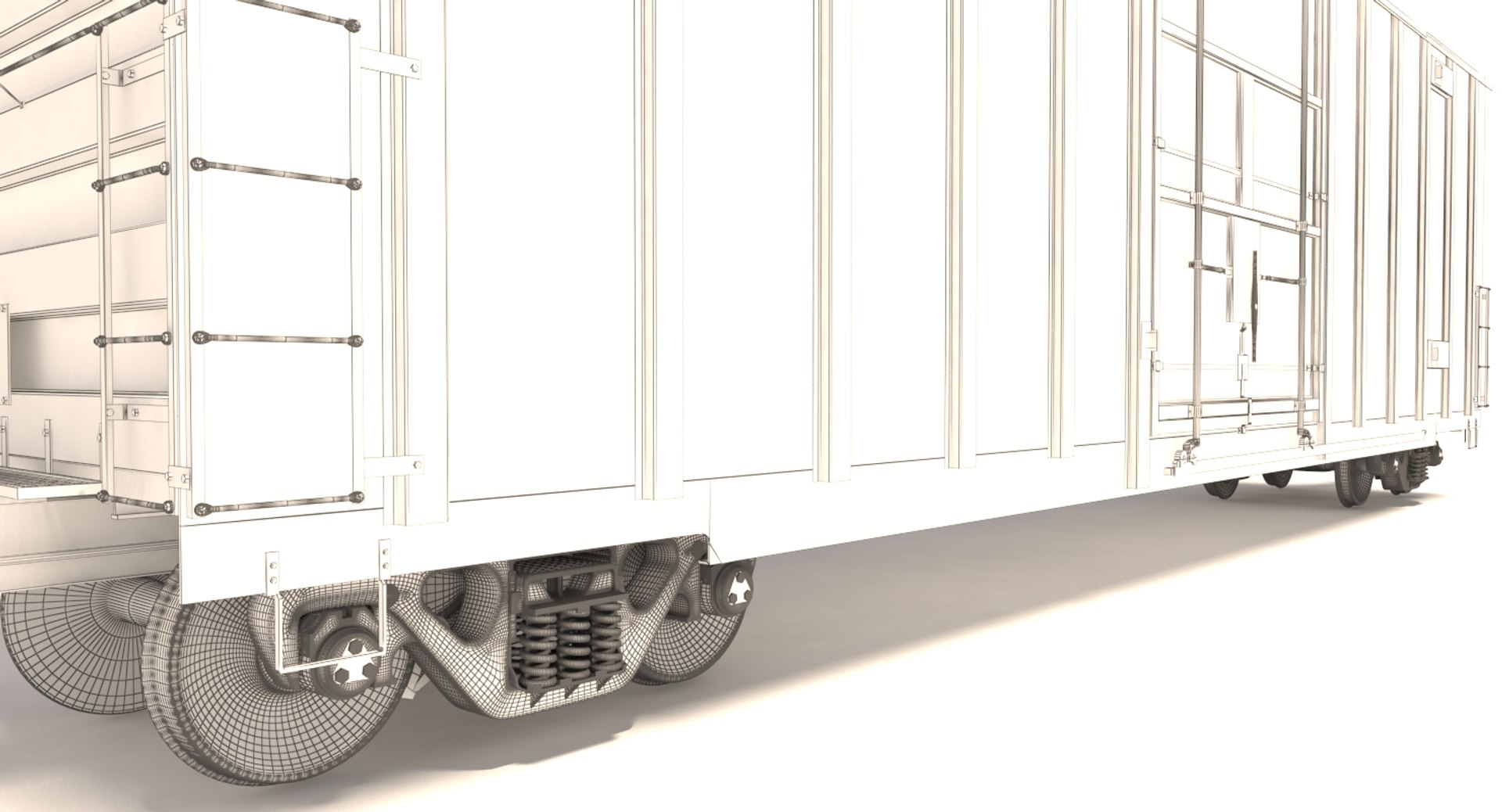 3d Model A405 Boxcar Rails Cargo