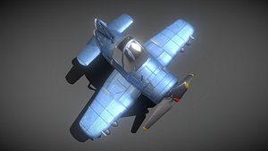 Cartoon Airplane F4U Fighter 3D model
