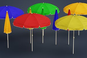 3D Beach Umbrella Pack B Game-Ready