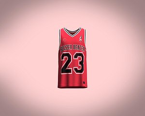 Mens Red Basketball Jersey model