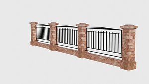 fence wall with irons 3D