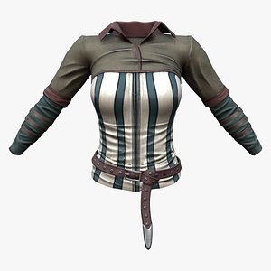 Crop Shirt Over Leather Corset Top With Belt