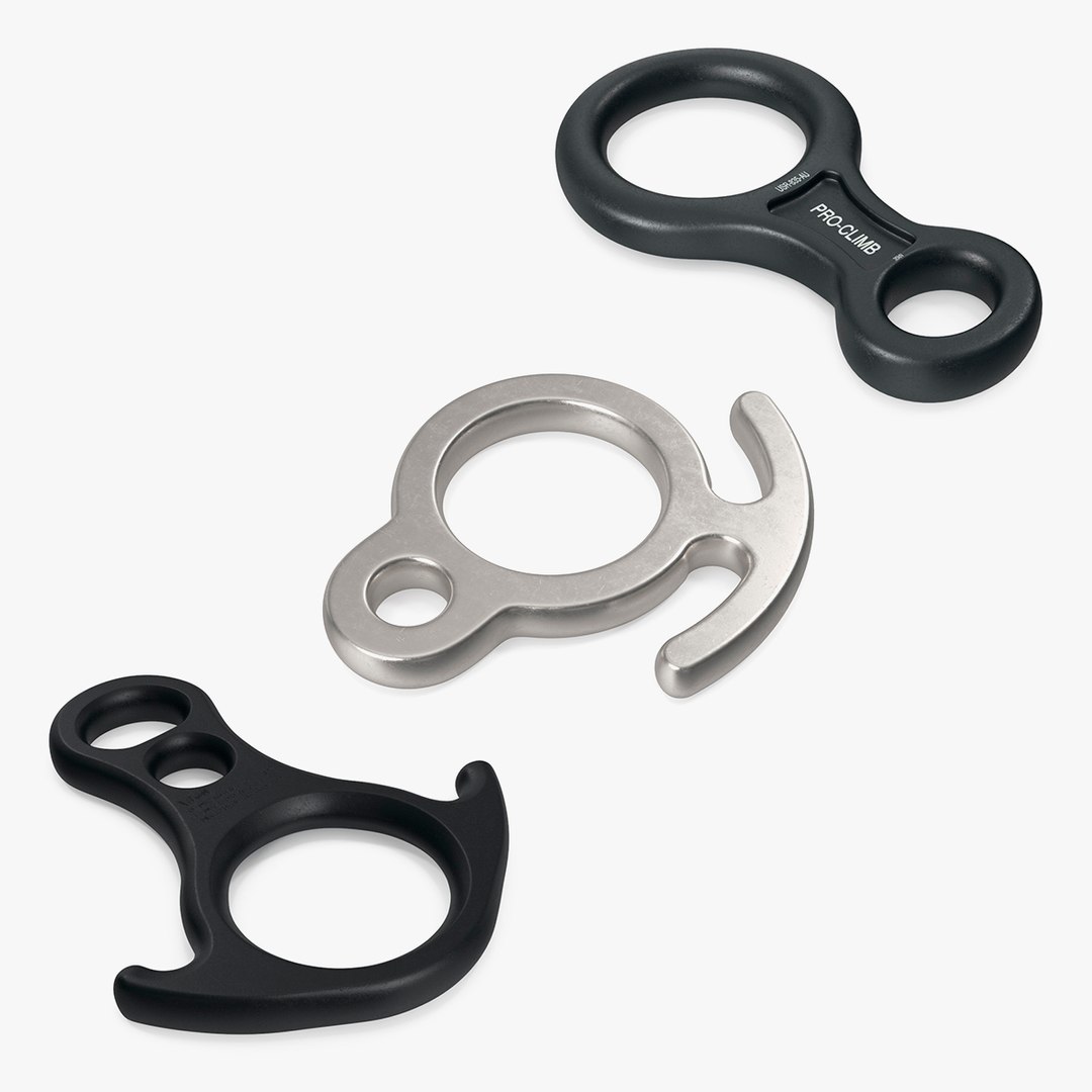 Steel Climbing Descenders Collection 3D model preview