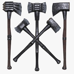Modular Melee Axe Pack - Low Poly Stylized Axe Melee Weapon Procedural Parts Pack 3D model