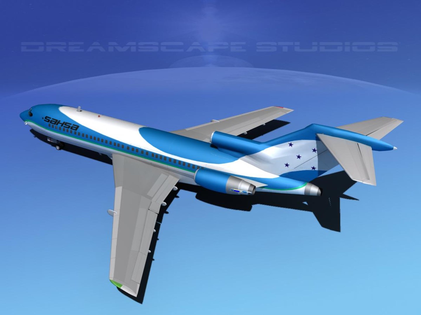 Airline Boeing 727 727-100 3d Model