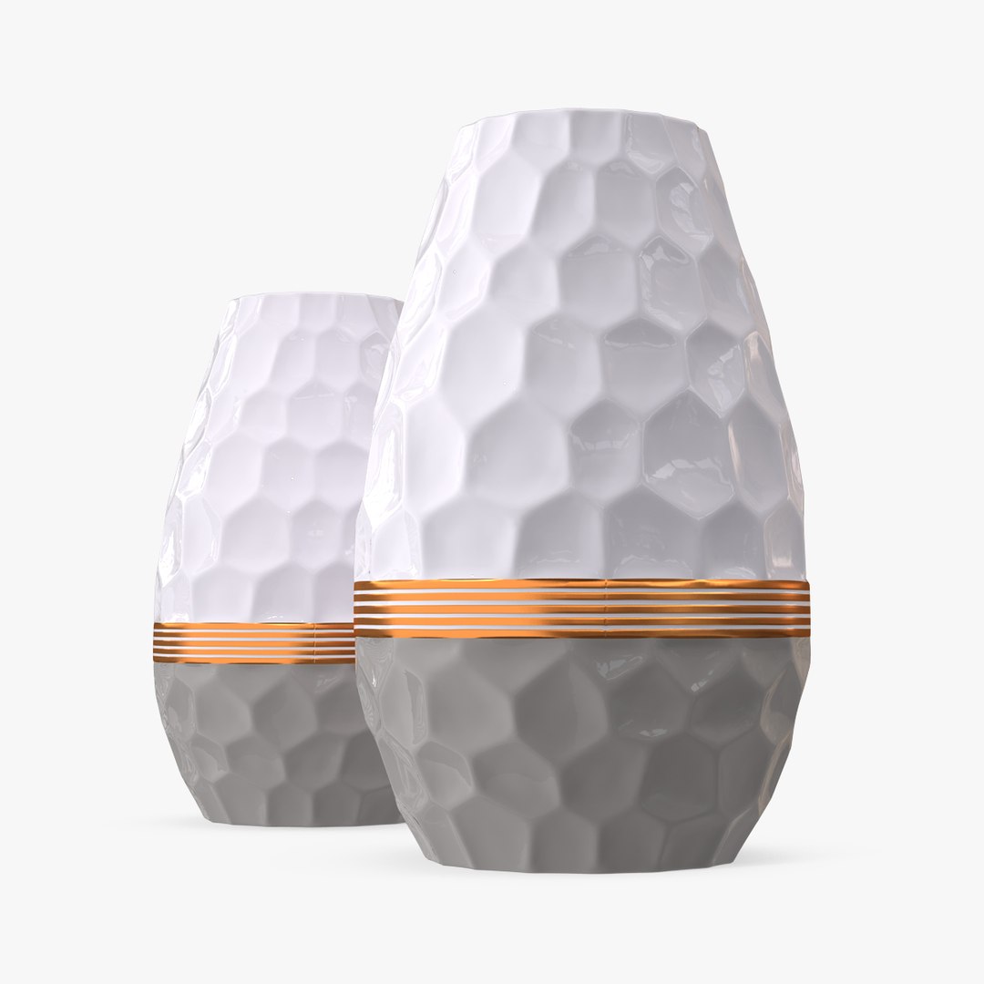 Modern Fashion Hexagon Vases Set 3D model preview