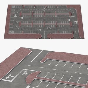 Urban Parking Lot with Directional Markings New