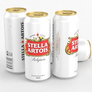 Beer Can Stella Artois 500ml 2021 3D model