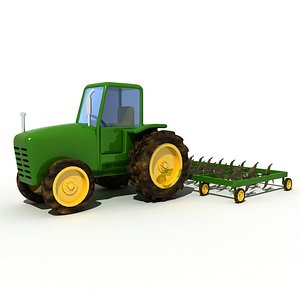 cartoon farm tractor 3D model