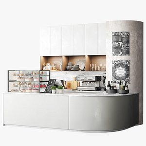 3D model Coffee point in the shopping center with desserts sweets