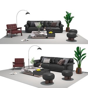 3D Leather sofa set model