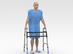 Patient with Walker - Blue Dress 3D model