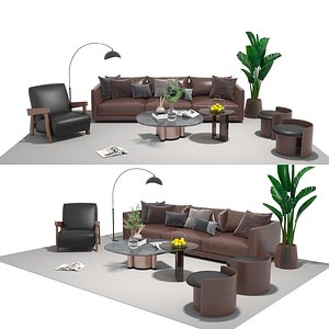 3D model Leather sofa set