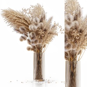 3D model Dry flowers in modern vase 3