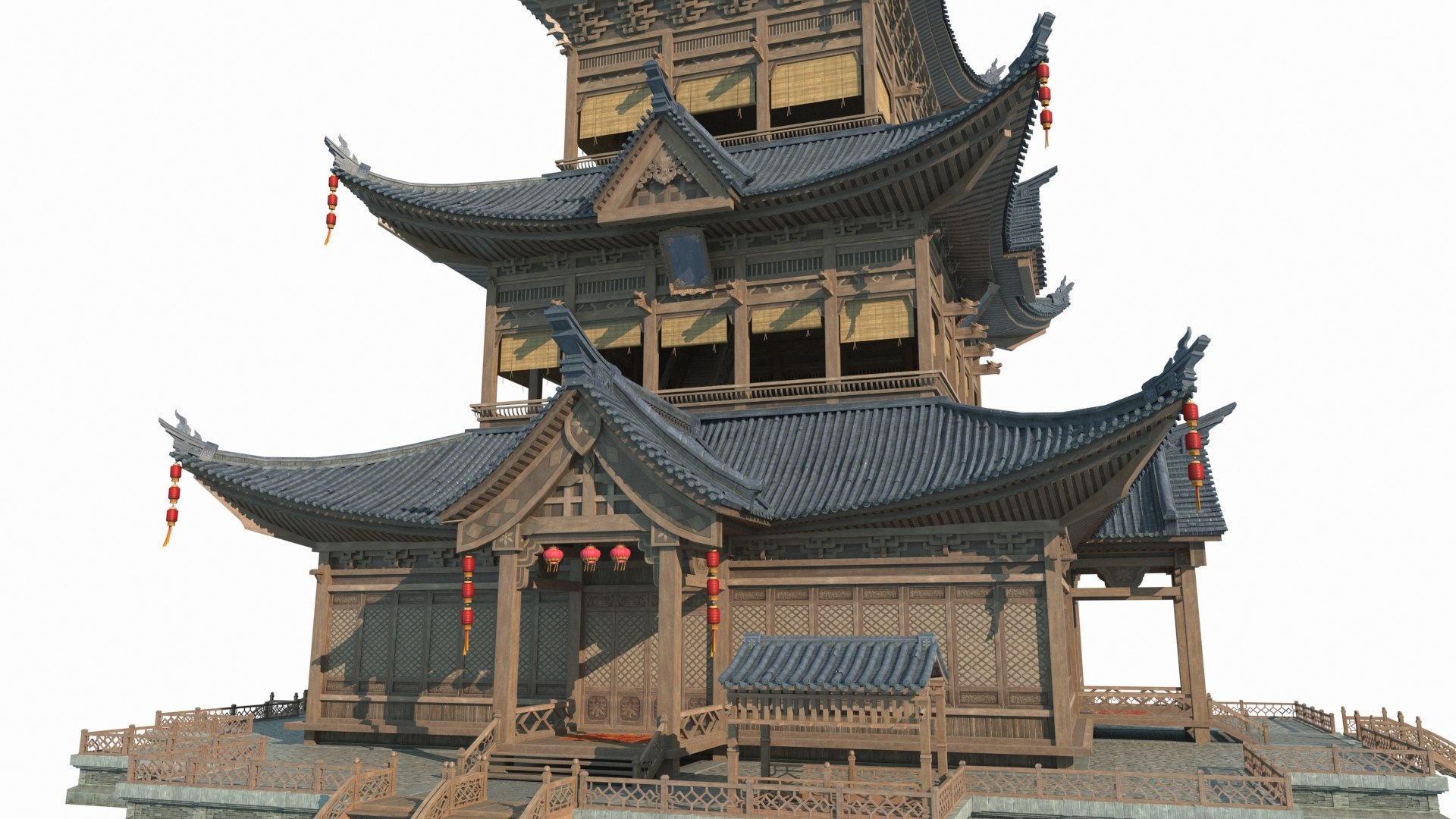Photo inspiration: Fresh Look at Asian Ancient Architecture Large Penthouse Hotel 3D Model