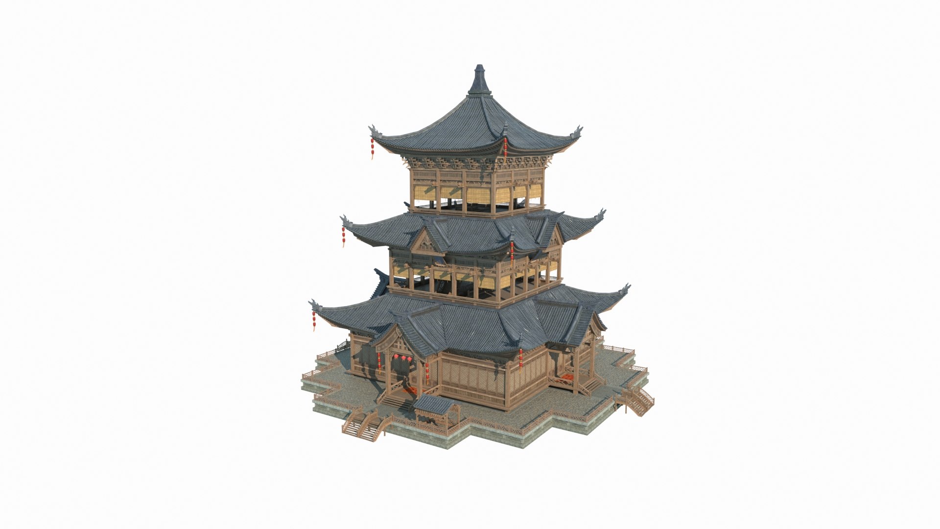 Asian Ancient Architecture Large Penthouse Hotel 3D Model - TurboSquid ... - Large Penthouse Woman Figure Engineering