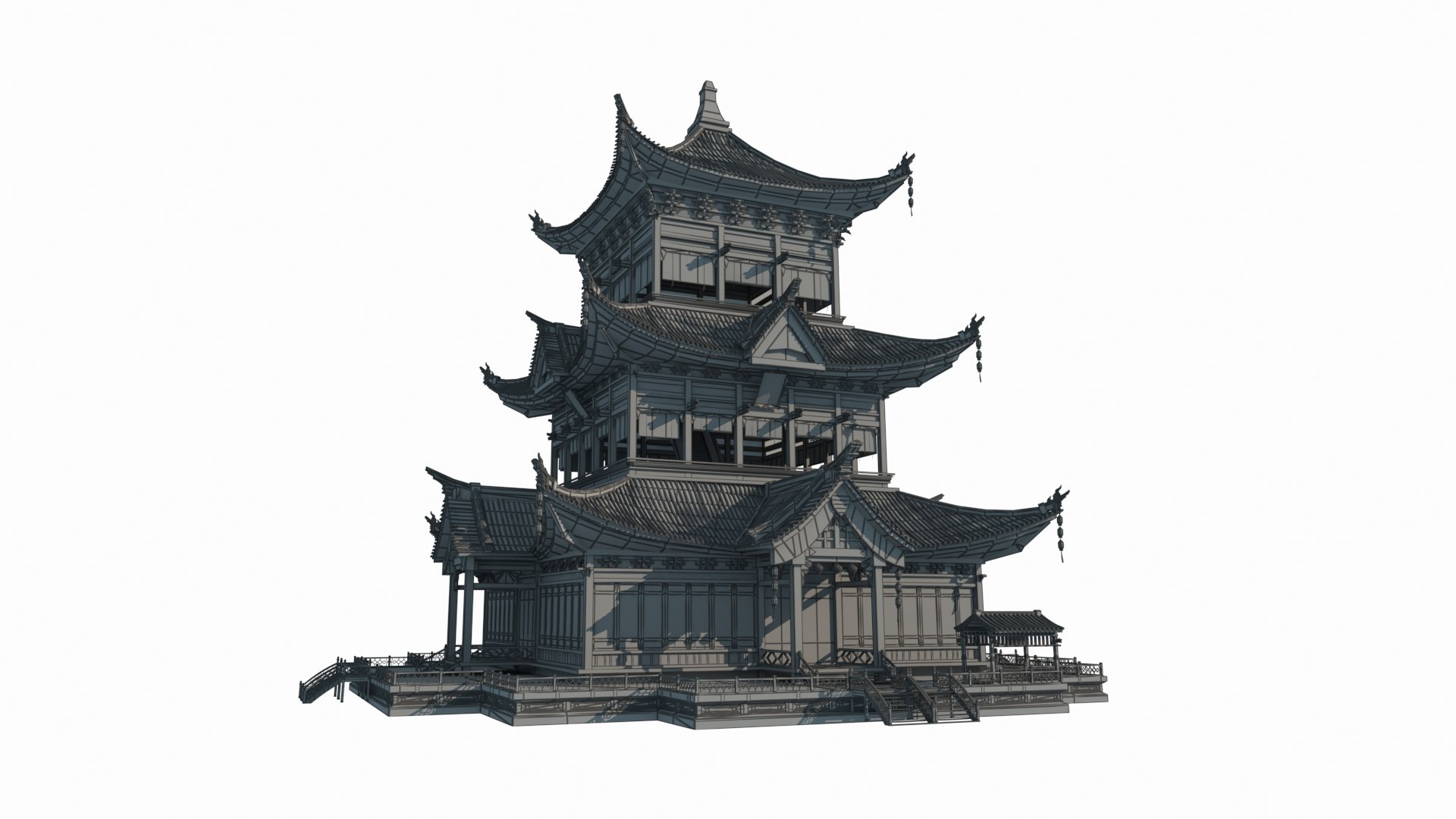 Curated visual reference: Picture Idea: Asian Ancient Architecture Large Penthouse Hotel 3D Model