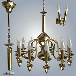 3d model chandelier lamp wall