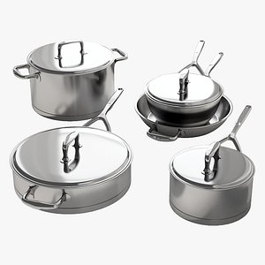 realistic cookware demeyere atlantis 3D model