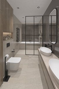 3D Wonderful bathroom with a shower model