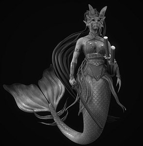 Mermaid 3D Model low poly