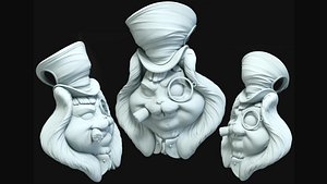 Hatters Rabbit Jewelry Pendant 3D model