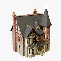 Victorian Turret House Queen Anne - Game Ready PBR