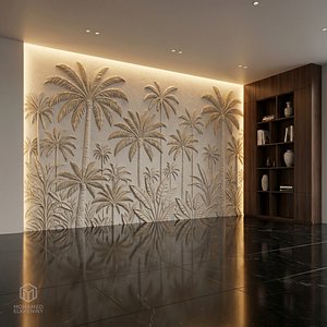 Tropical Palm Trees wall decor Relief STL Mural CNC 453 3D